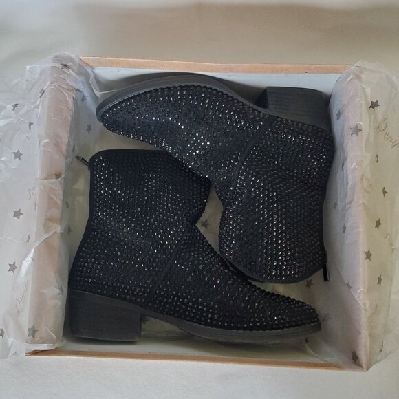 Very G Blinged Out Black Zip Up Boot Size 7.5 - Picture 4 of 16